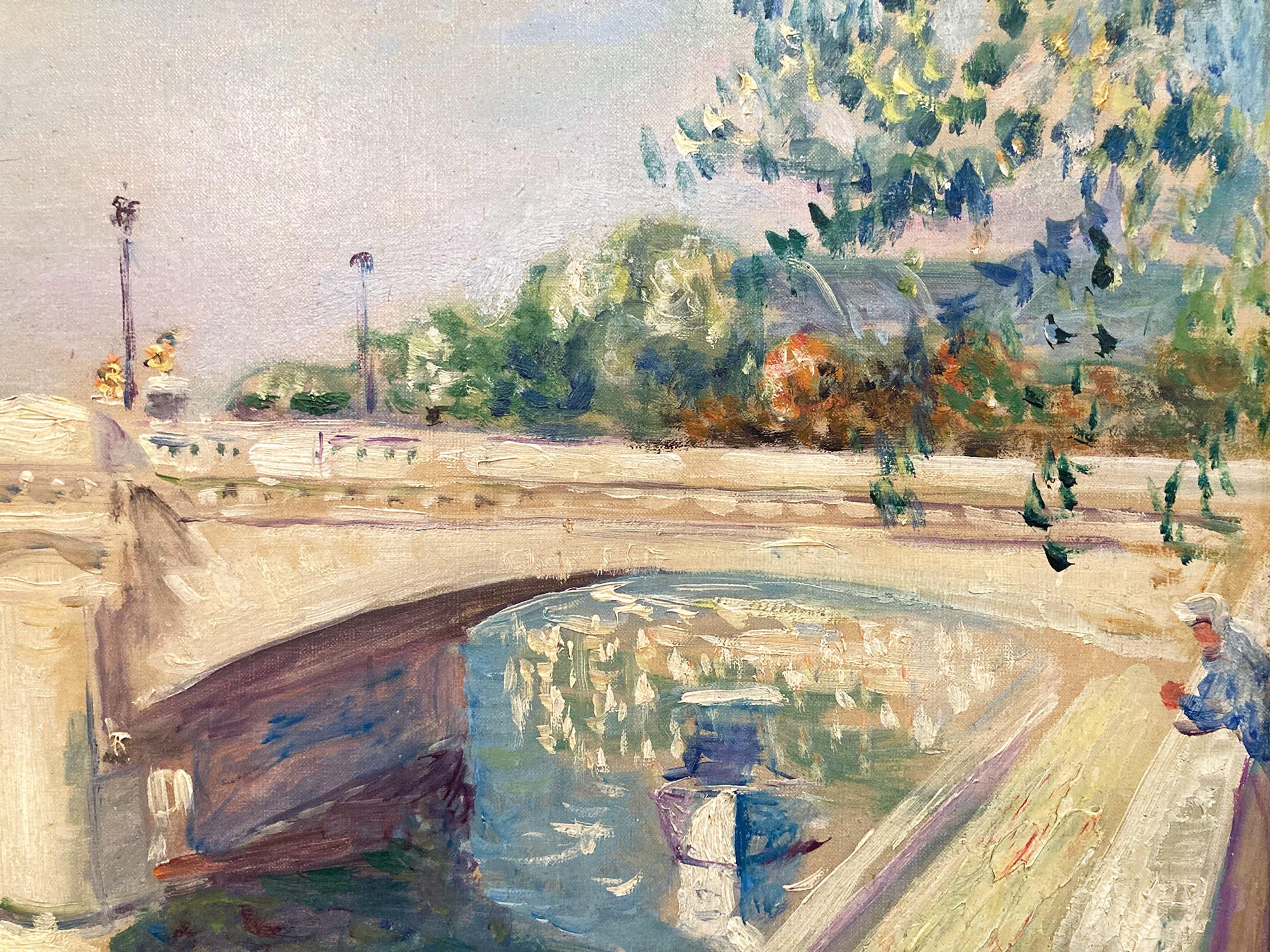 Peinture à l'huile post-impressionniste « Pont de la Concorde » en Seine à Paris  en vente 4