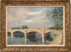 "Pont De La Concorde" Post-Impressionist Oil Painting Across the Seine in Paris 