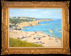 Sur la Plage - Post Impressionist Oil, Figures on Beach Seascape - Lucien Adrion