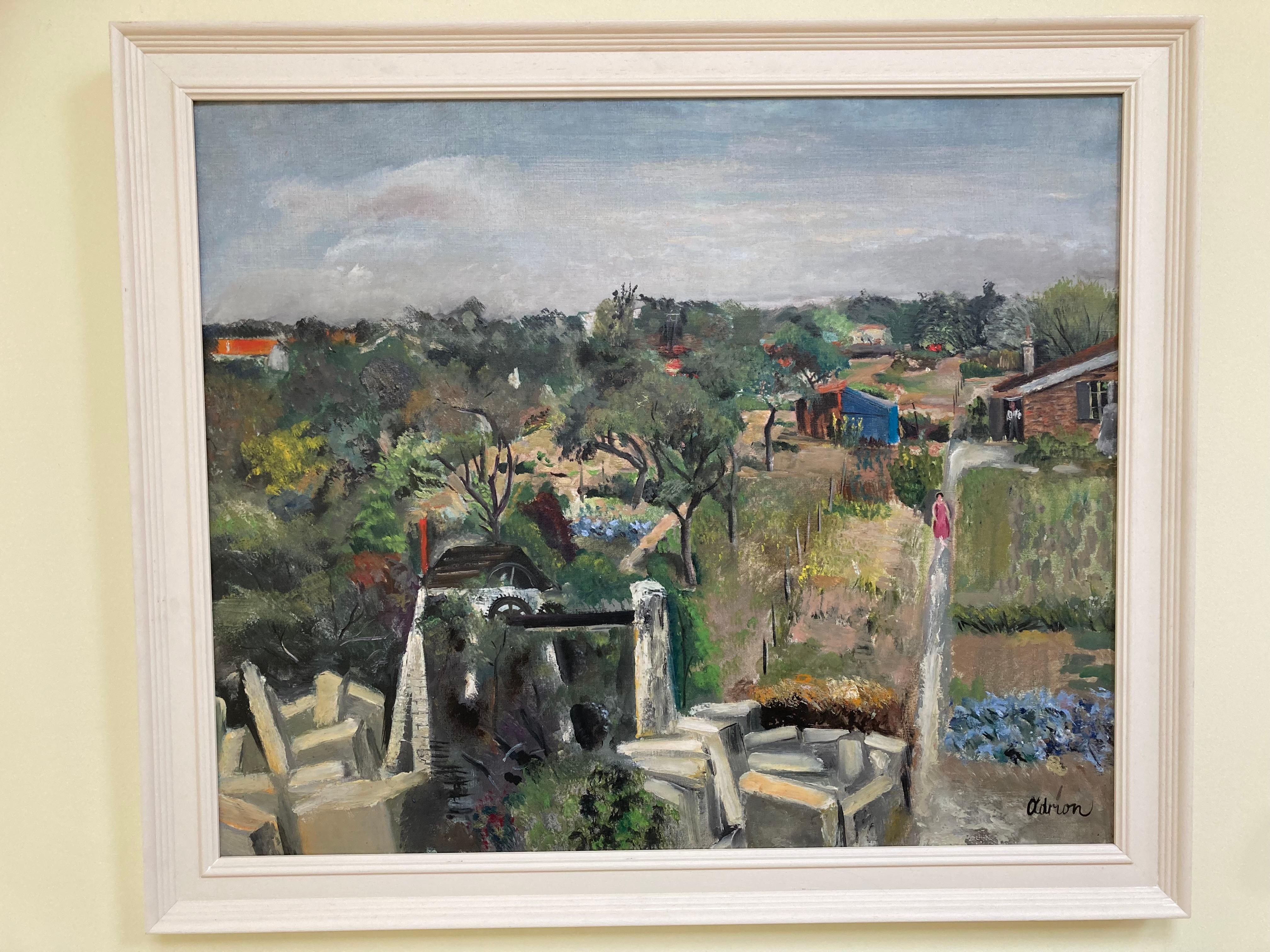 The Vegetable Allotments (Les jardins potagers) - Post-impressionnisme Painting par Lucien Adrion