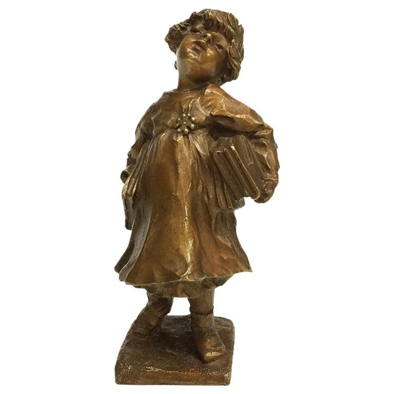 Lucien Alliot French Small Bronze Figurine For Sale
