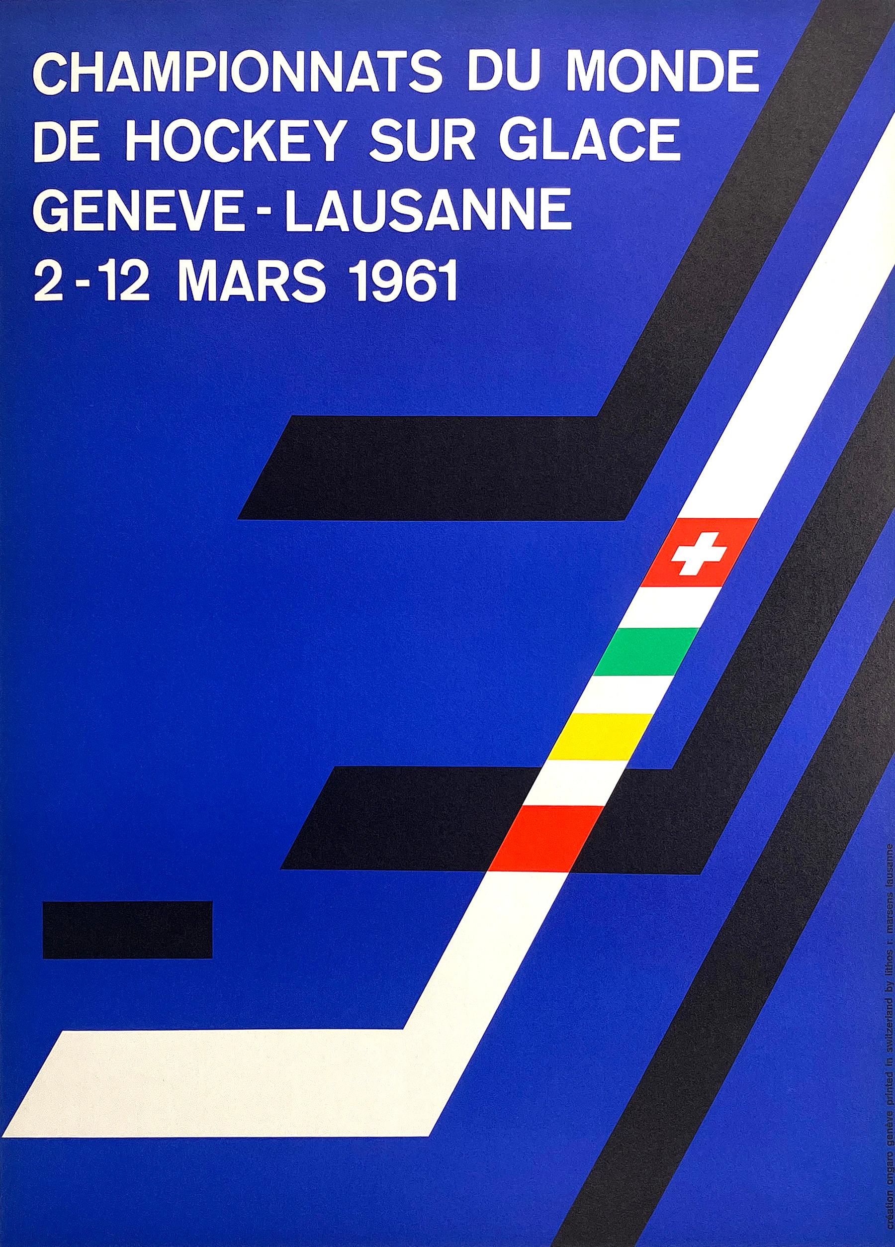 Original-Vintage-Poster, Championnats du Monde de Hockey 1961