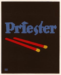 Used Prietster Matchstick, Graphic Object poster advertisement by Lucian Bernhard