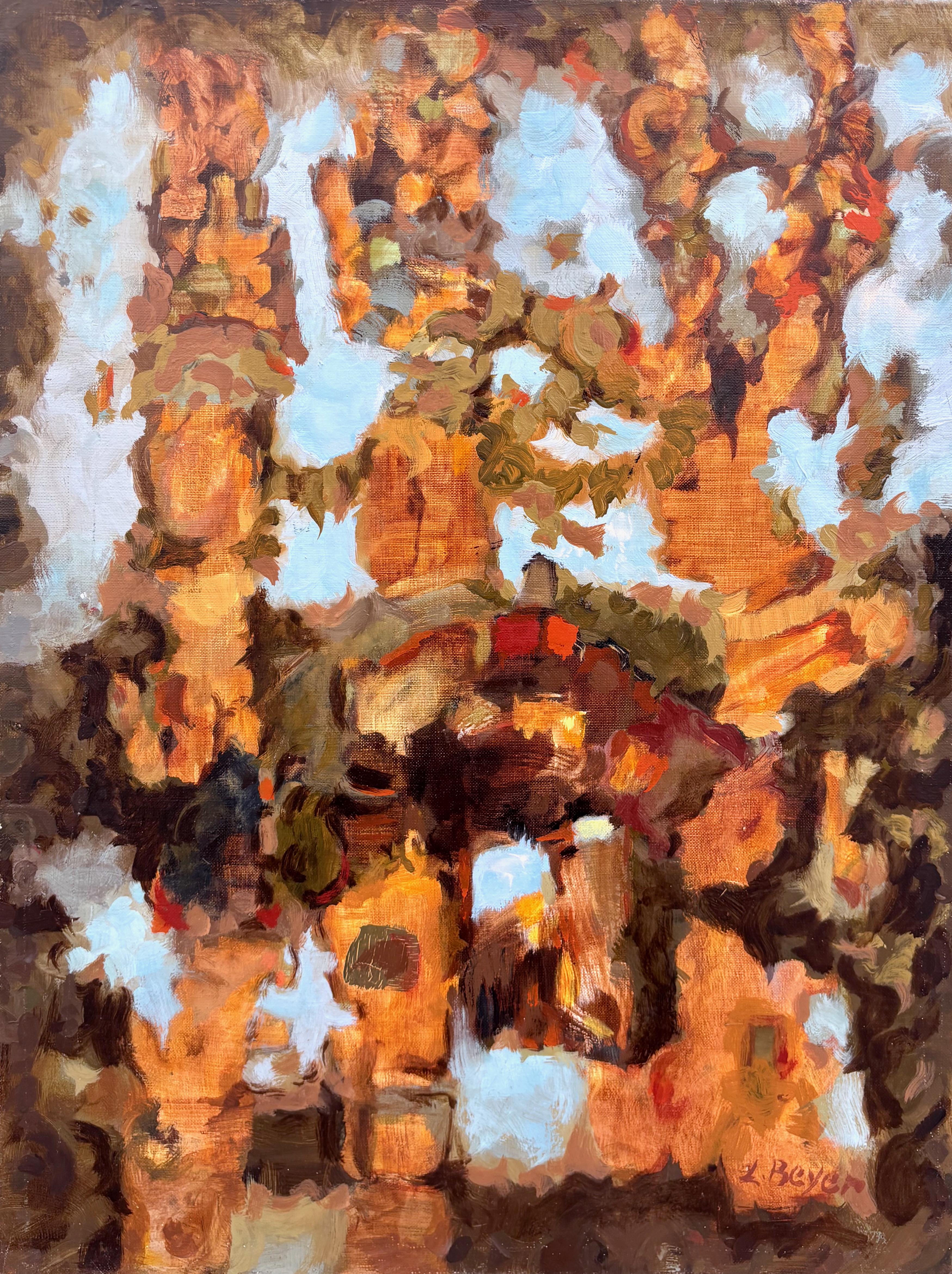 Lucien Beyer Abstract Expressionist Oil Painting, France Circa 1960