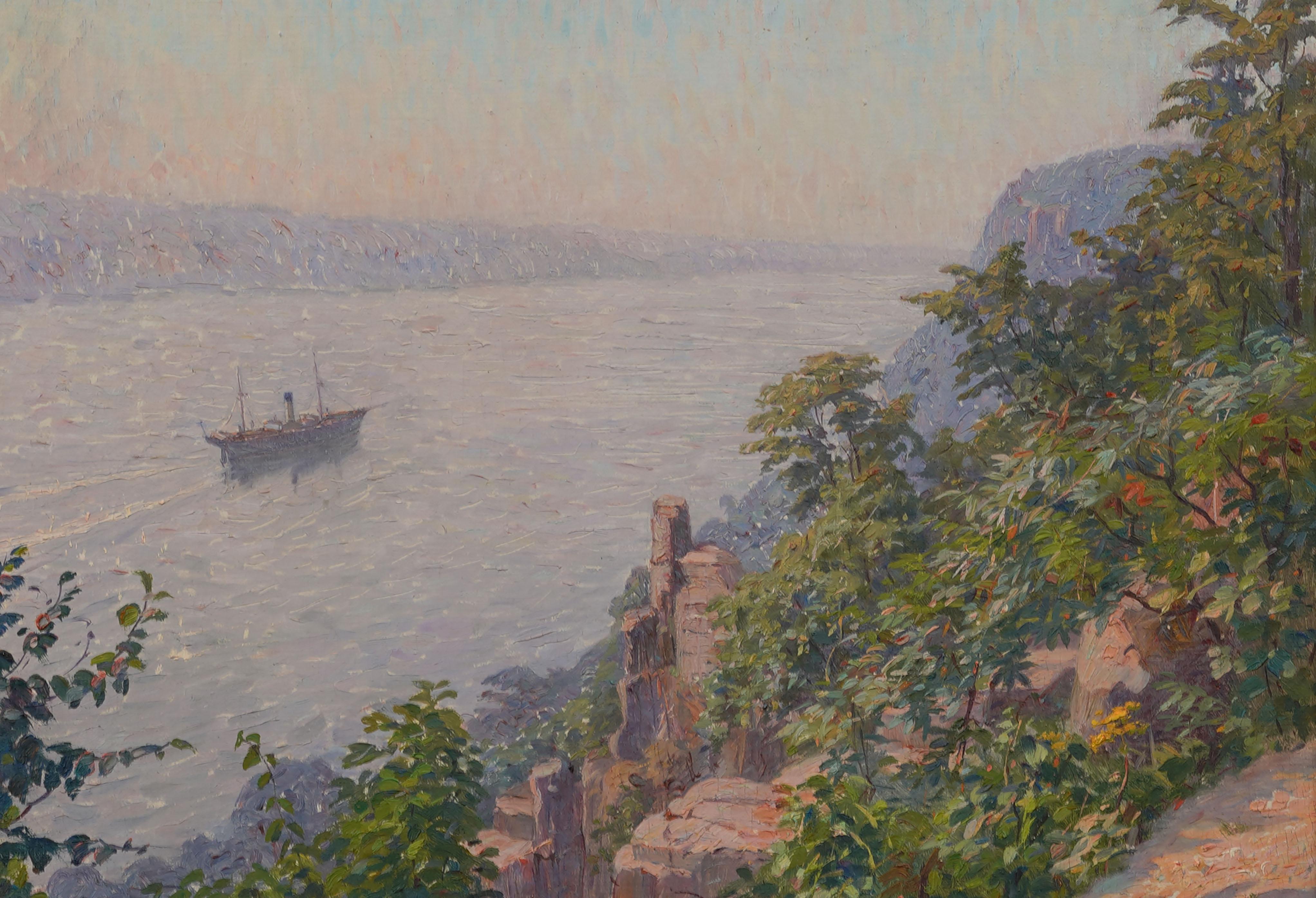 Ancienne peinture à l'huile impressionniste américaine de Lucien Biva (1878 - 1965). Huile sur toile. Encadré.  Signé.  Dimensions : 27 par 30 pouces sur l'ensemble, et 18 par 22 pour la peinture seule.  En excellent état d'origine. Joliment encadré