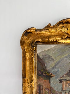 Lucien Bleyfus (French, 1878-1953) "Hillside Village" Oil on Board Impressionist