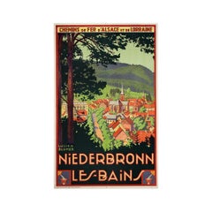 Circa 1920 lithographic travel poster - Spa town of Niederbronn-les-Bains Alsace