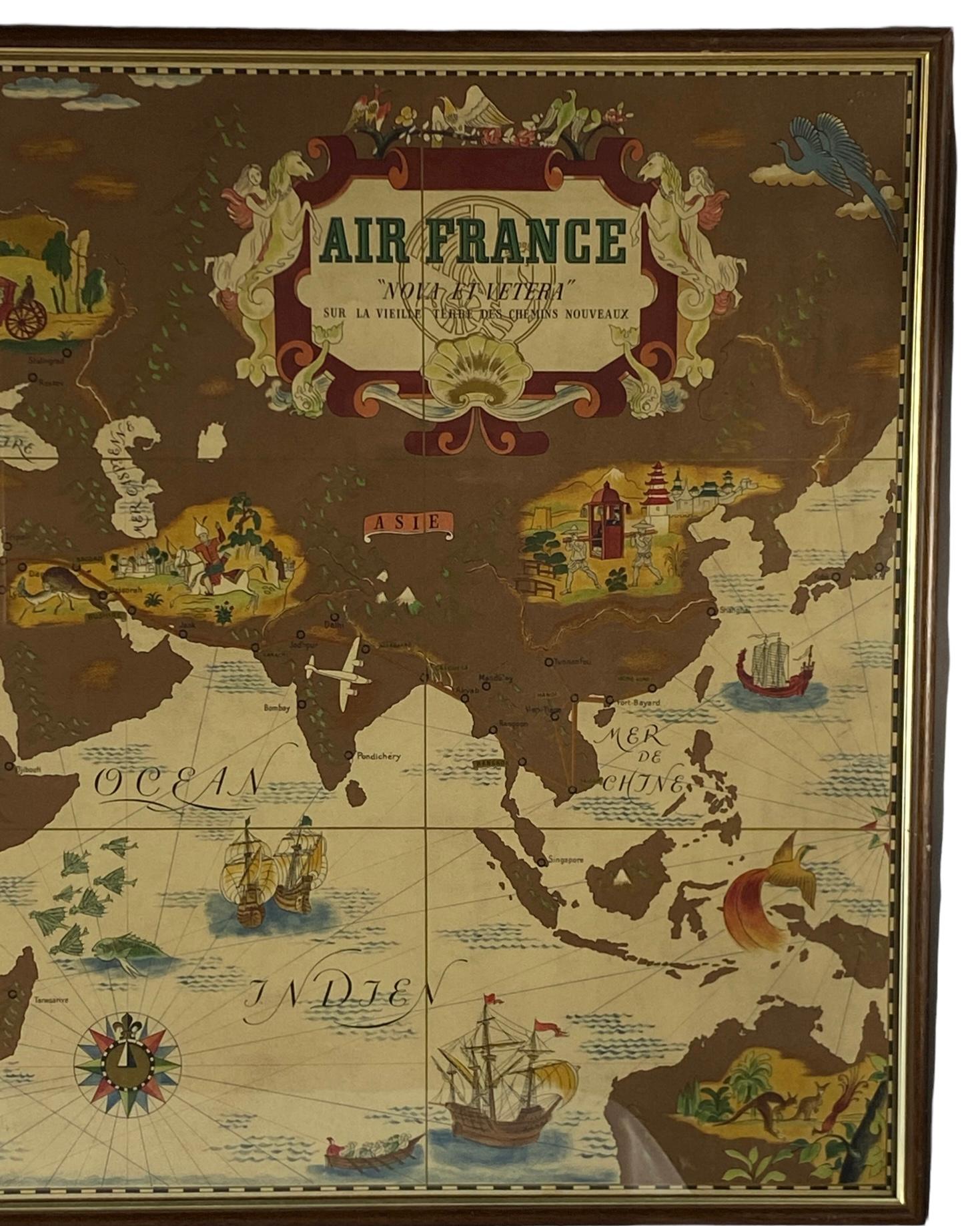 Lucien Boucher, Air France 'Nova et Vetera' Poster Map, Paris France, 1939 For Sale 12