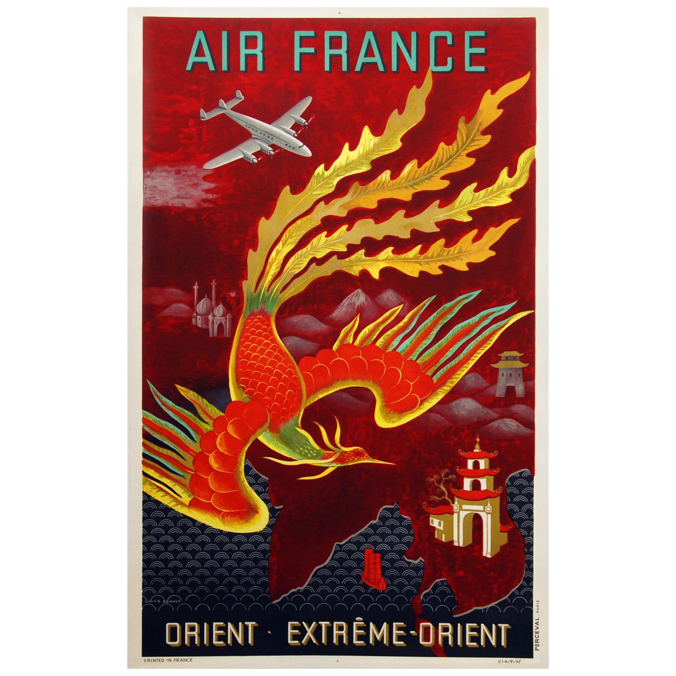 Air France Poster for the Orient Extreme-Orient by Lucien Bouch, 1947
