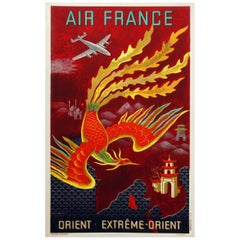 Air France-Plakat für den Orient Extreme-Orient von Lucien Bouch:: 1947