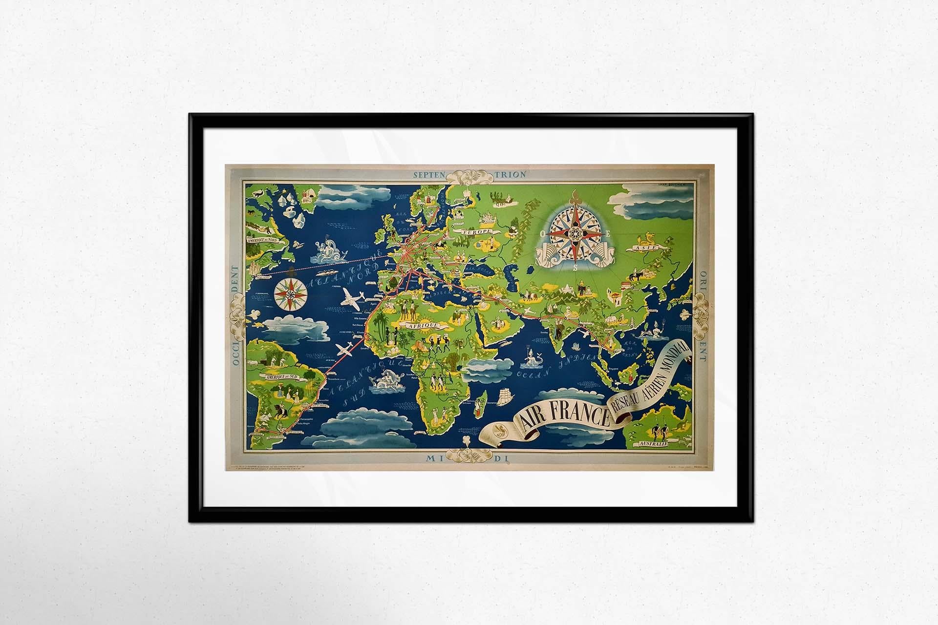 Affiche originale

Compagnie aérienne - Carte - Tourisme

Ouest - Nord - Orient - Midi

En 1937, Lucien Boucher, illustrateur français de renom, dévoile son chef-d'œuvre, le 