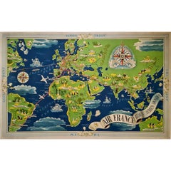 Vintage 1937 Original planisphere by Lucien boucher - World map
