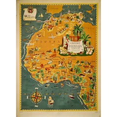 1939 original map Lucien Boucher Crédit Lyonnais Afrique Du Nord Union Française