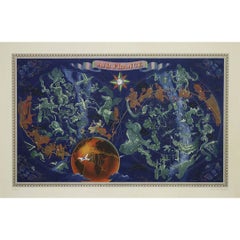 1951 original planisphere by Lucien Boucher, created for Air France