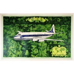 1953 Originalplakat der Fluggesellschaft Vickers " Viscount " Air France von Lucien Boucher