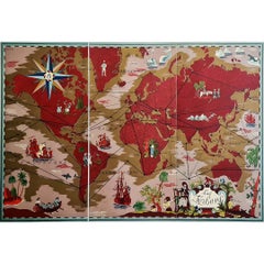 50s Game board designed by Lucien Boucher - Planisphere - Les Forbans