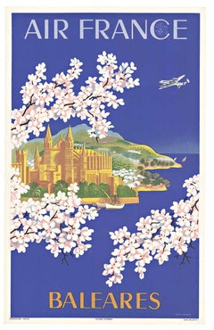 Air France Baleares (Balearic) original Retro travel poster