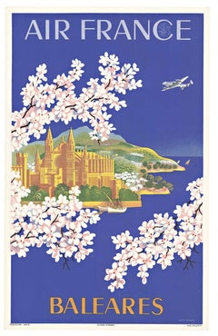 Air France Baleares (Balearic) original Vintage travel poster