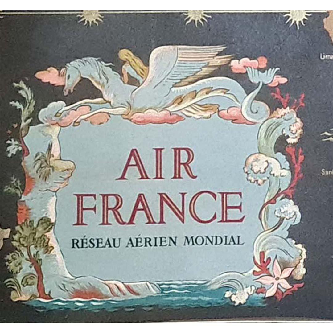 Poster originale del 1950 circa di Lucien Boucher per Air France - Planispheres in vendita 2