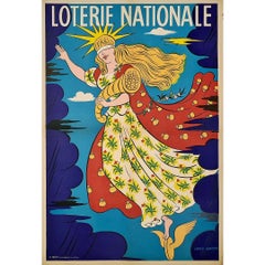 Circa 1960 Original poster realized by Lucien Boucher for the National Lottery