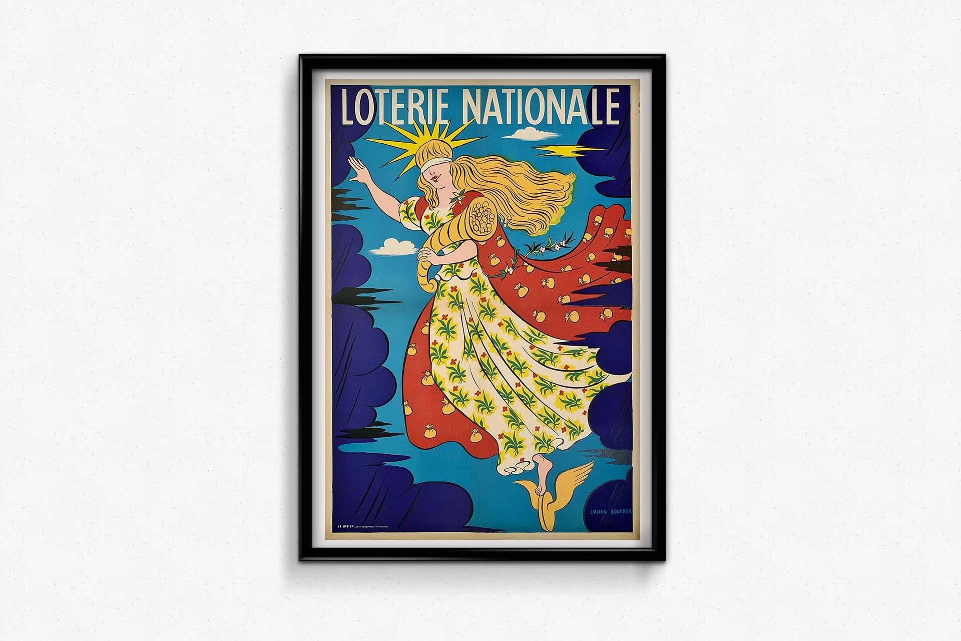 Circa 1960 Original poster realized by Lucien Boucher for the National Lottery For Sale 2