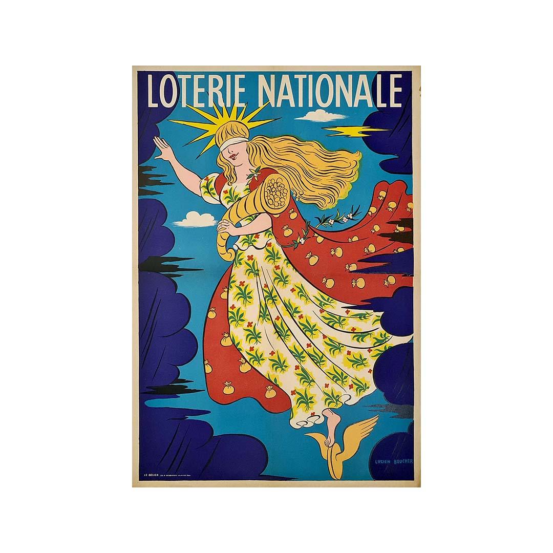 Circa 1960 Original poster realized by Lucien Boucher for the National Lottery