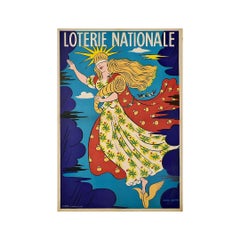 Vintage Circa 1960 Original poster realized by Lucien Boucher for the National Lottery