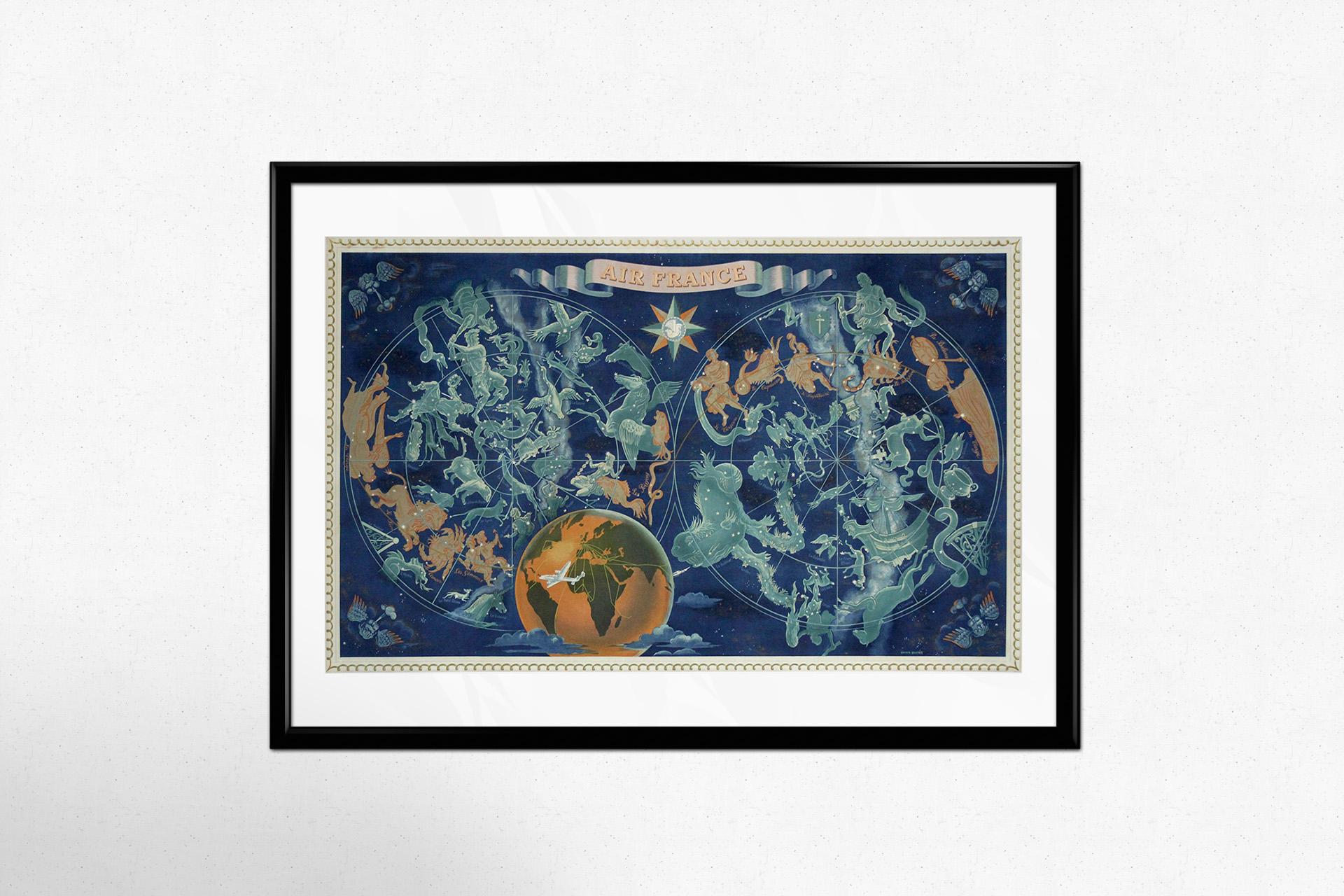 Lucien Boucher’s iconic 1956 “Signes du Zodiaque” original poster for Air France For Sale 3