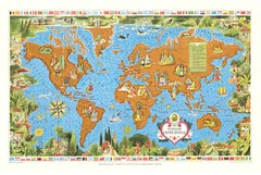 Original 100 Years of the Red Cross World Map póster planisferio vintage