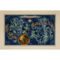 Cartel original de Air France de 1951 de Lucien Boucher - símbolos del zodíaco