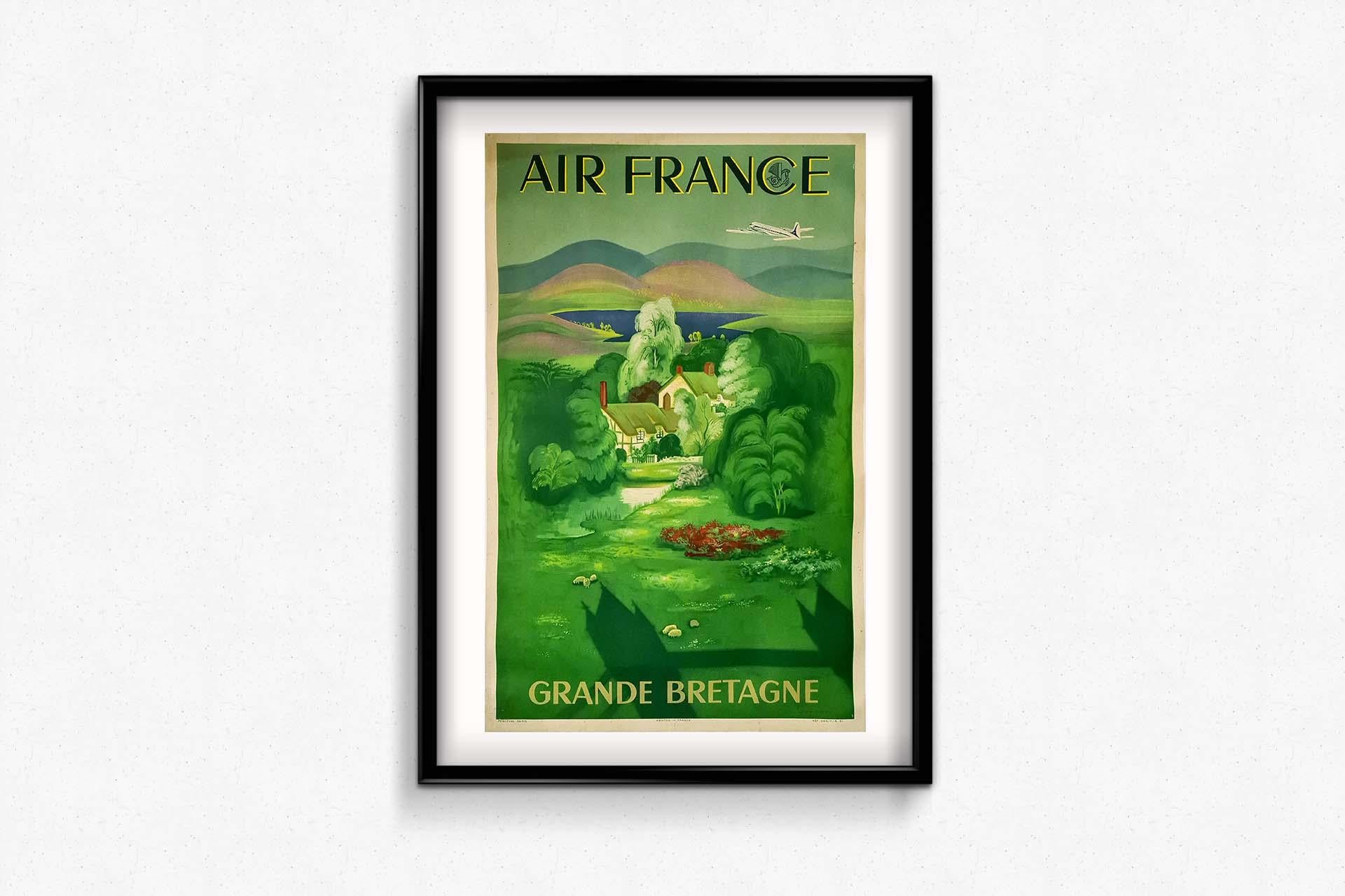 Travel poster made by Lucien Boucher in 1951 : Great Britain - Air France For Sale 1
