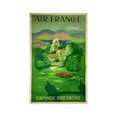 Retro Travel poster made by Lucien Boucher in 1951 : Great Britain - Air France