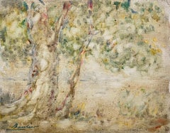 Lucien Boulier, Árboles, Óleo sobre tabla