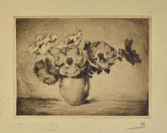 Flower Vase - Etching by Lucien Boulier - Early 20th century