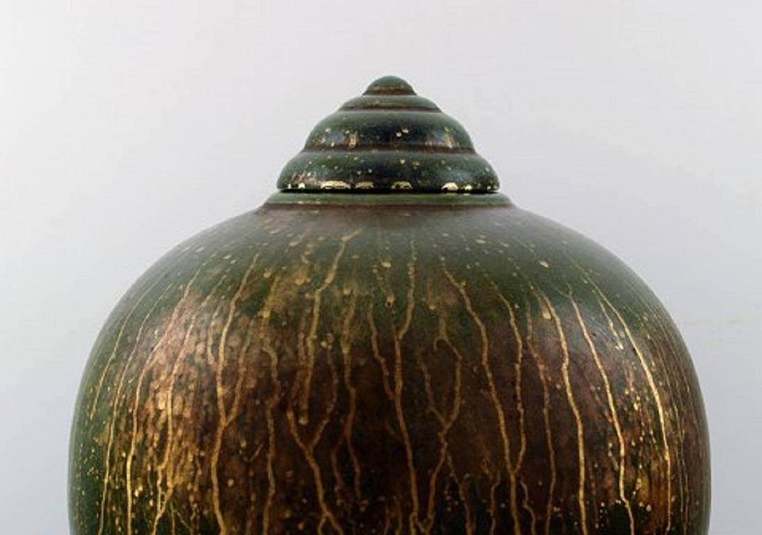 French Lucien Brisdoux, France, Art Deco Pottery Lidded Vase, Unique Work For Sale