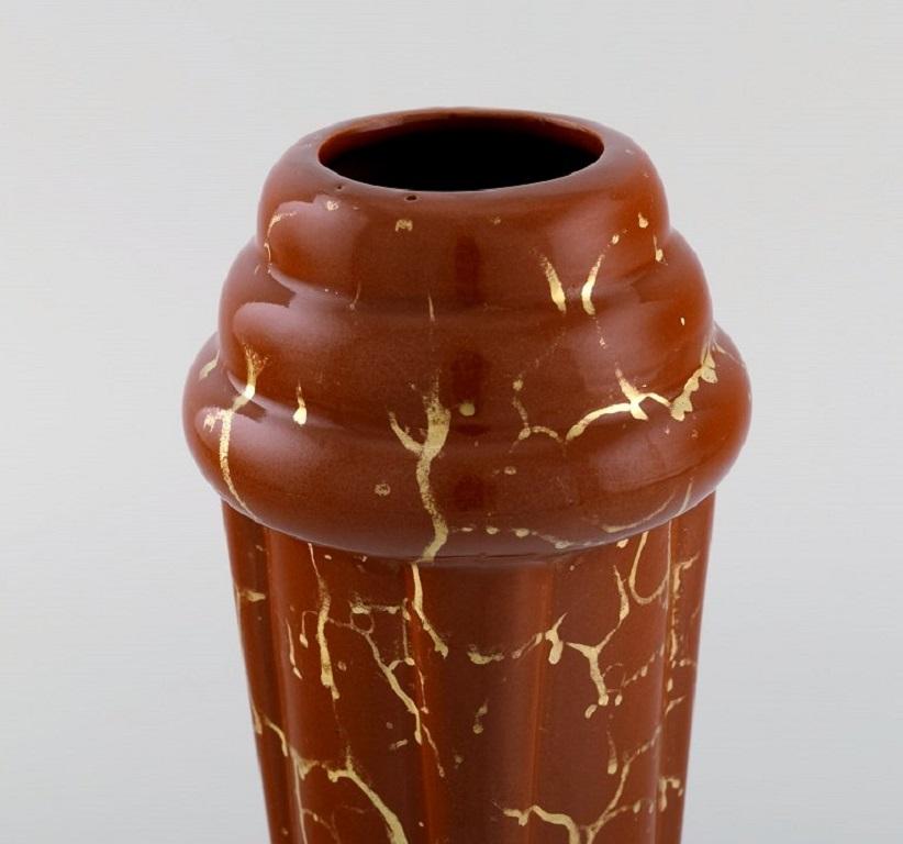 French Lucien Brisdoux, France, Art Deco Vase in Glazed Stoneware, 1930/40s For Sale