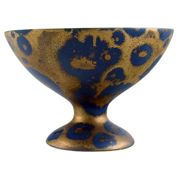 Lucien Brisdoux, France, Bowl on Foot in Glazed Stoneware For Sale