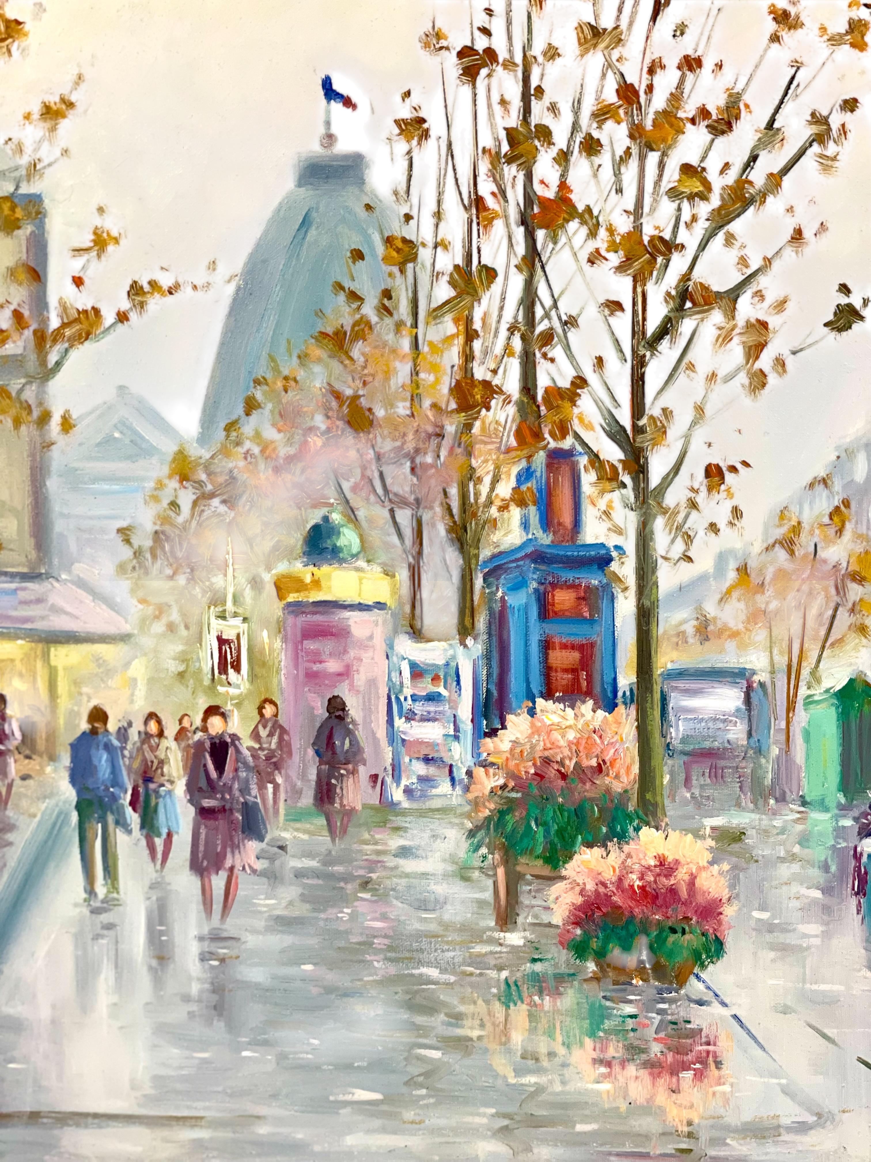 Lucien Carbonell Óleo original, Escena callejera parisina en venta 3
