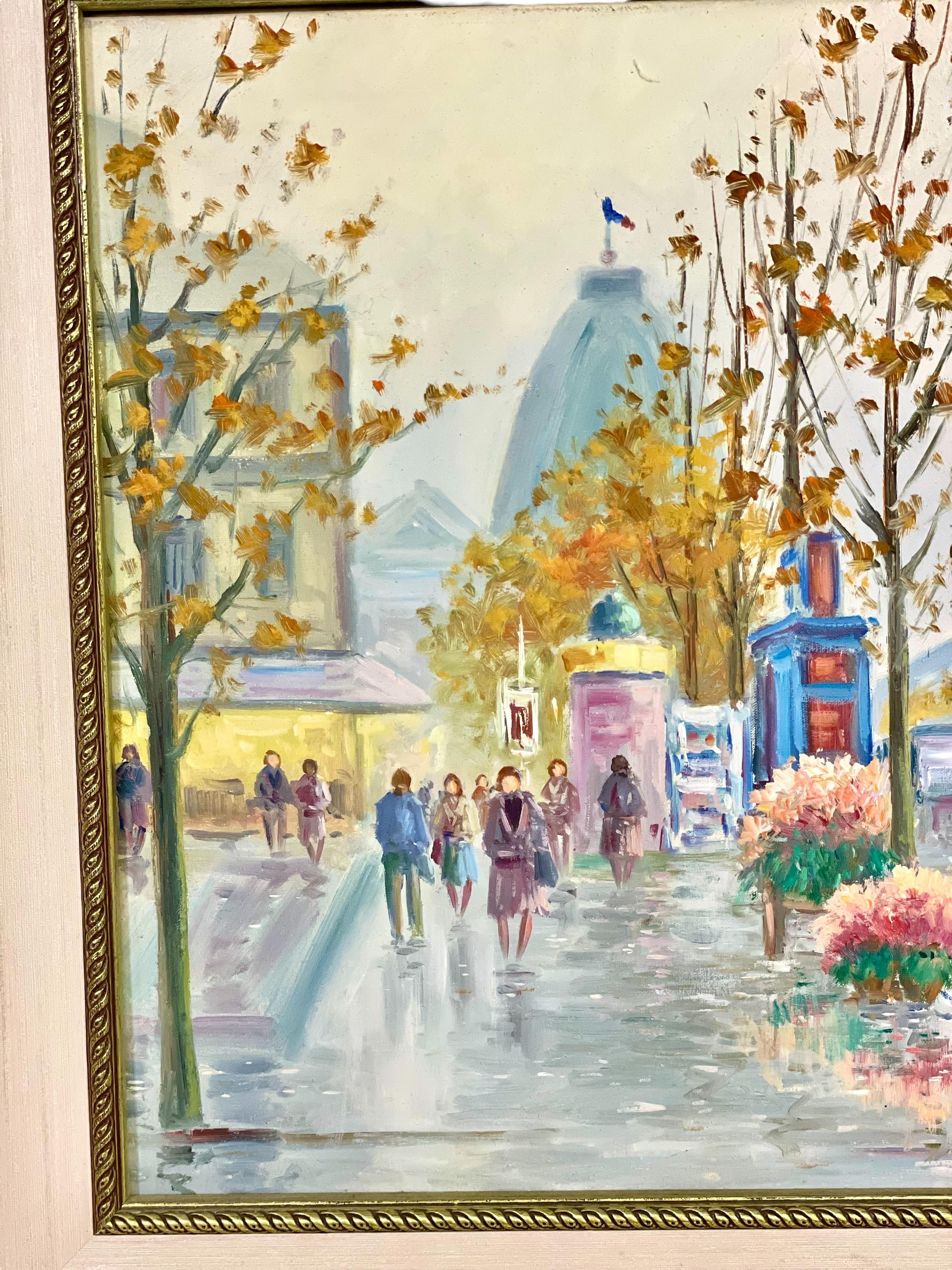 Lucien Carbonell Óleo original, Escena callejera parisina Francés en venta