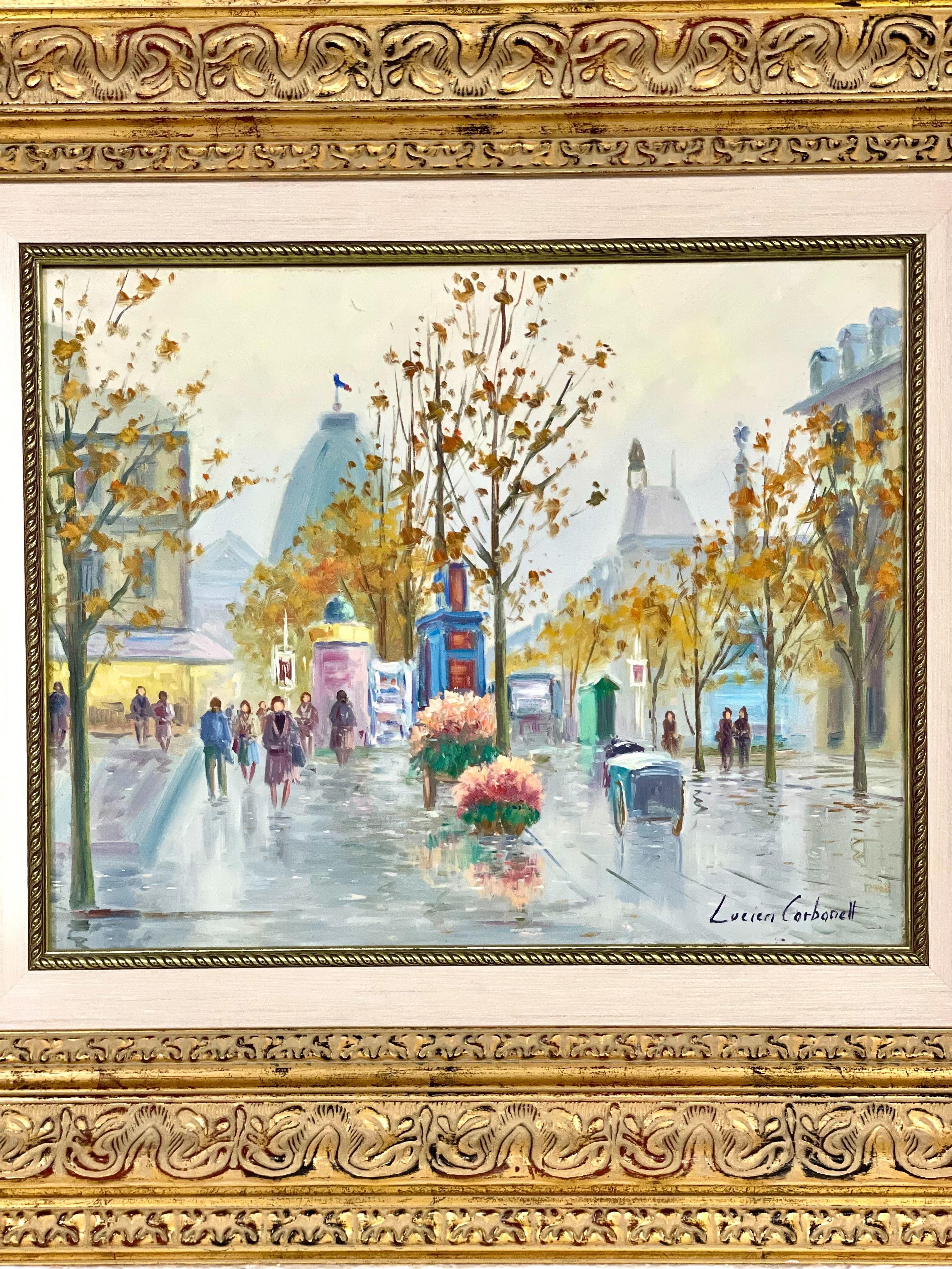 Lucien Carbonell Óleo original, Escena callejera parisina en Bueno estado para la venta en LA CIOTAT, FR