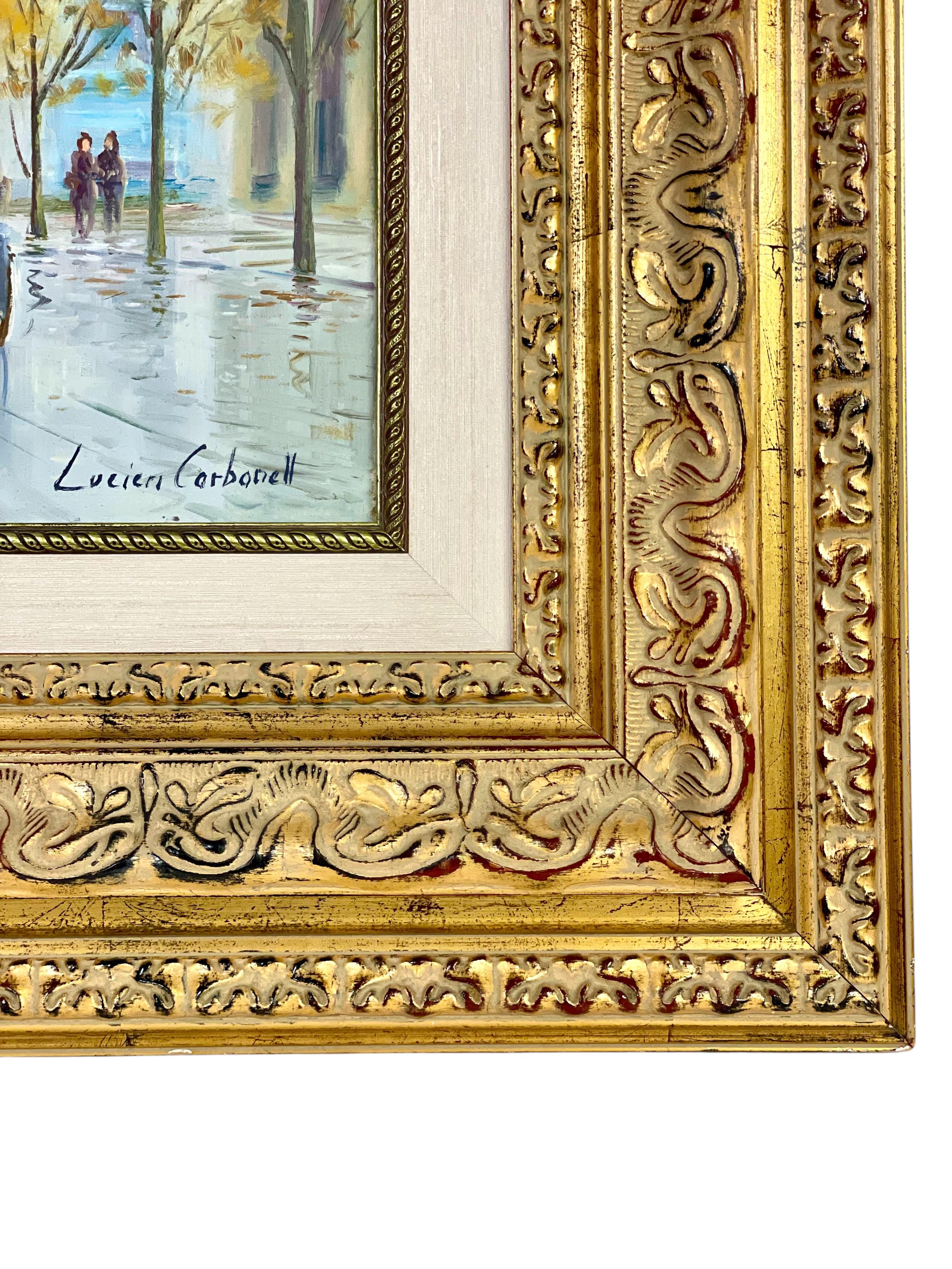 Lucien Carbonell Óleo original, Escena callejera parisina siglo XX en venta