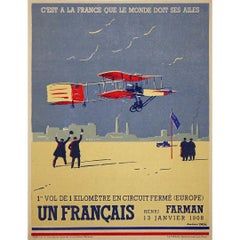 CIRCA 1930 Luftfahrtgeschichte : Henri Farmans historischer Flug in einem geschlossenen Kreislauf