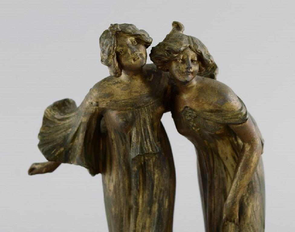 Lucien Charles Edouard Alliot (1877-1967), French sculptor. 
Art Nouveau bronze sculpture. 