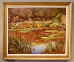 Vintage Oil Painting by Lucien Chenu "The Lily Pond"