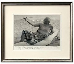 Vintage Silver Gelatin Photograph Hand Signed Photo Pablo Picasso, Beach Lucien Clergue