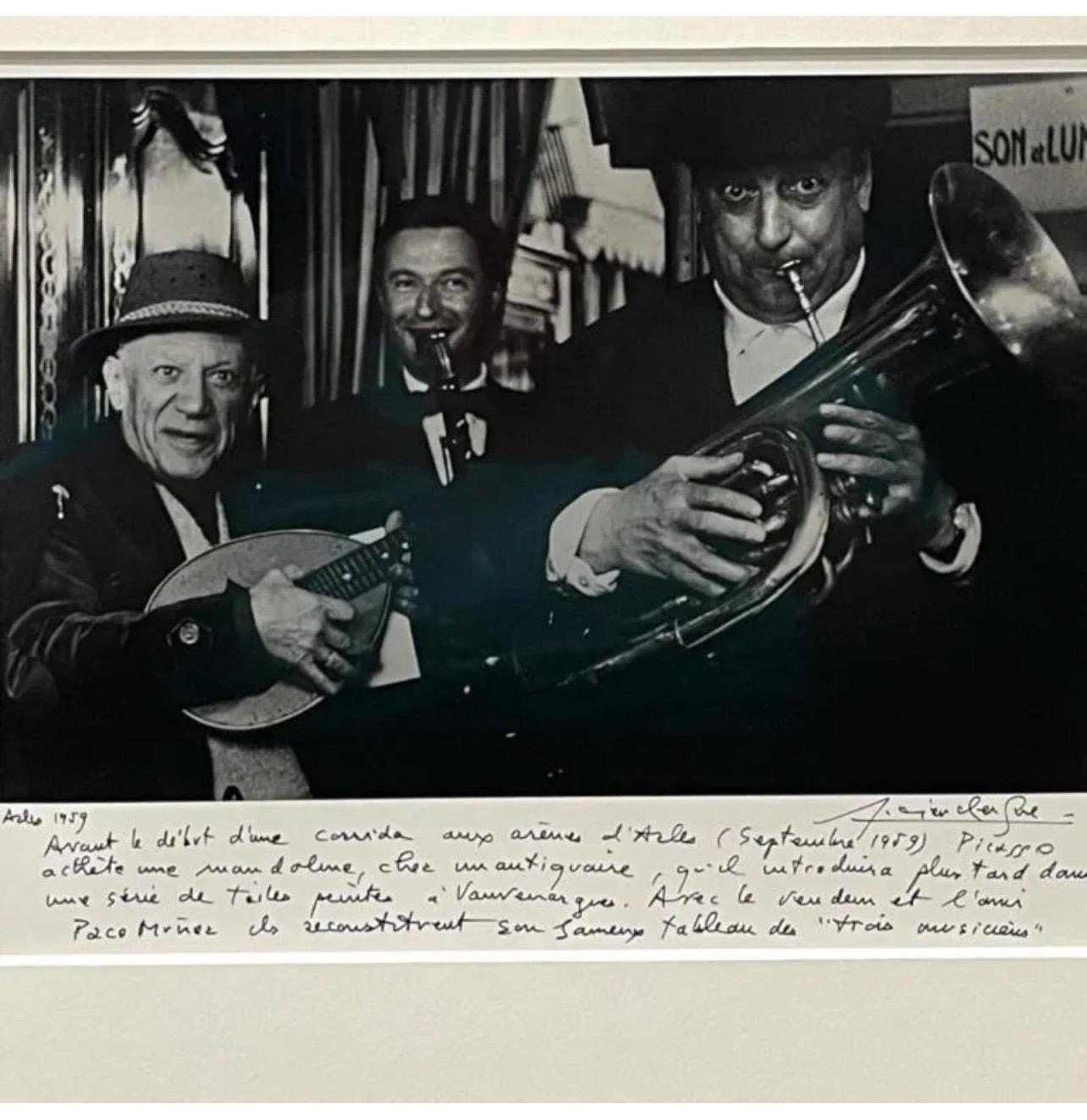 Silver Gelatin Photograph Hand Signed Photo Pablo Picasso Music Lucien Clergue For Sale 2