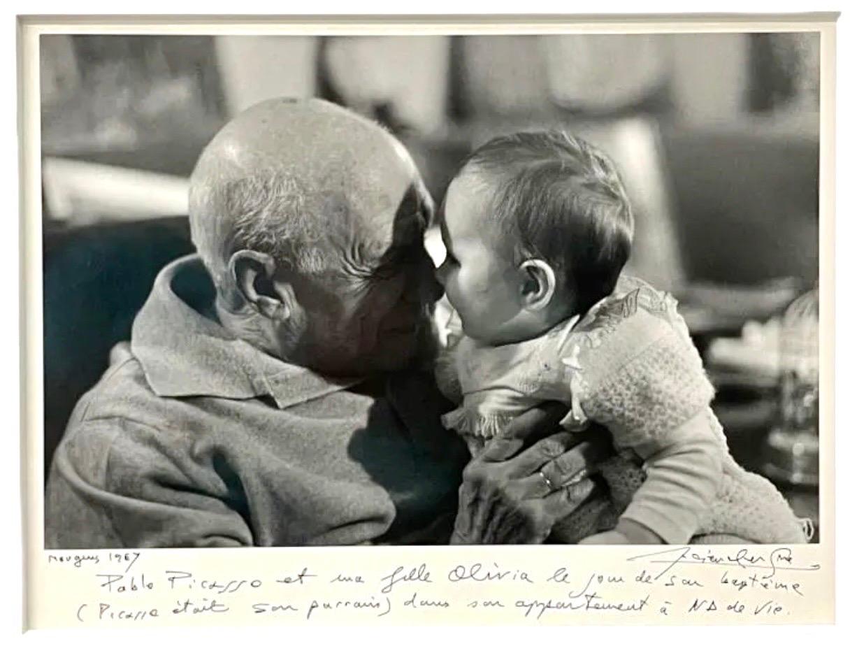 Silver Gelatin Photograph Hand Signed Photo Pablo Picasso w Baby Lucien Clergue For Sale 1