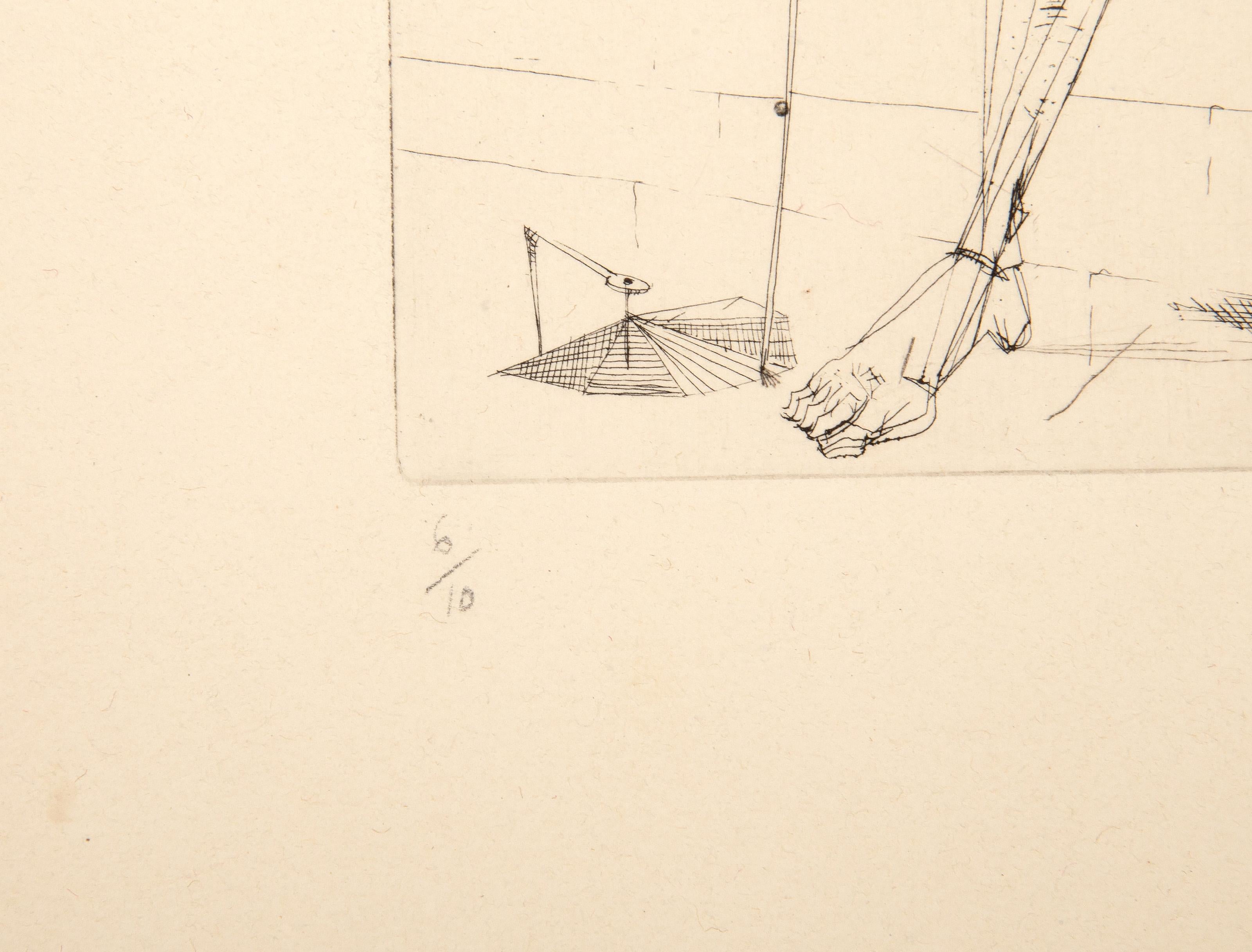 Ange se Promenant, Surrealist Etching by Lucien Coutaud For Sale 2