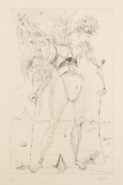 Ange se Promenant, Surrealist Etching by Lucien Coutaud
