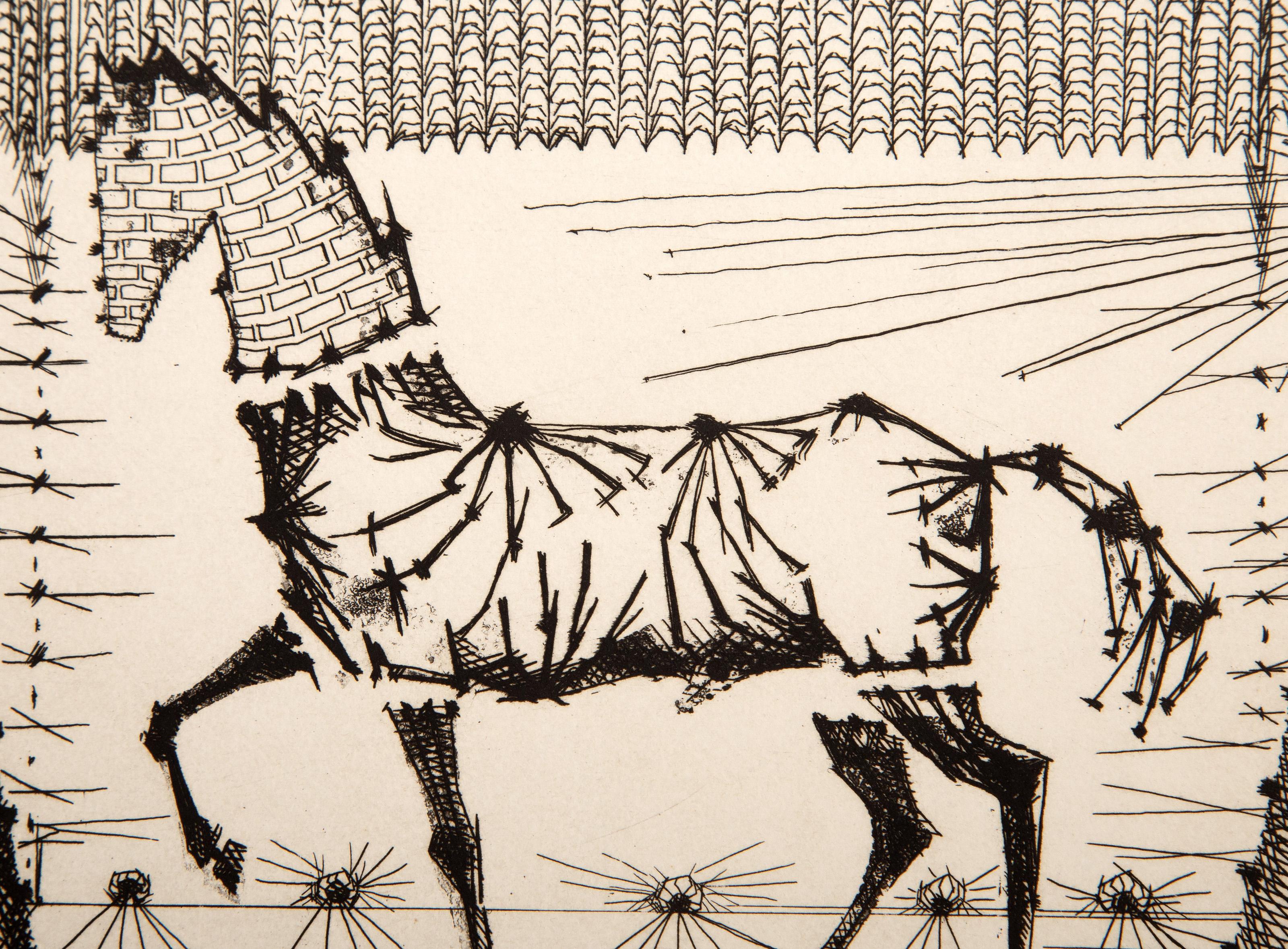 Le Cheval de Briques, Modern Etching by Lucien Coutaud For Sale 2